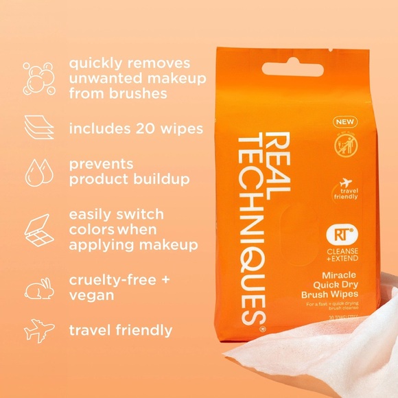 Real Techniques Miracle Quick Dry Brush Wipes - Picture 2 of 7